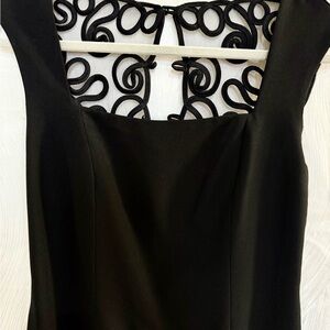 Laundry by Shelli Segal Black Scroll Mesh Sheath Dress 10 Career Evening NWOT